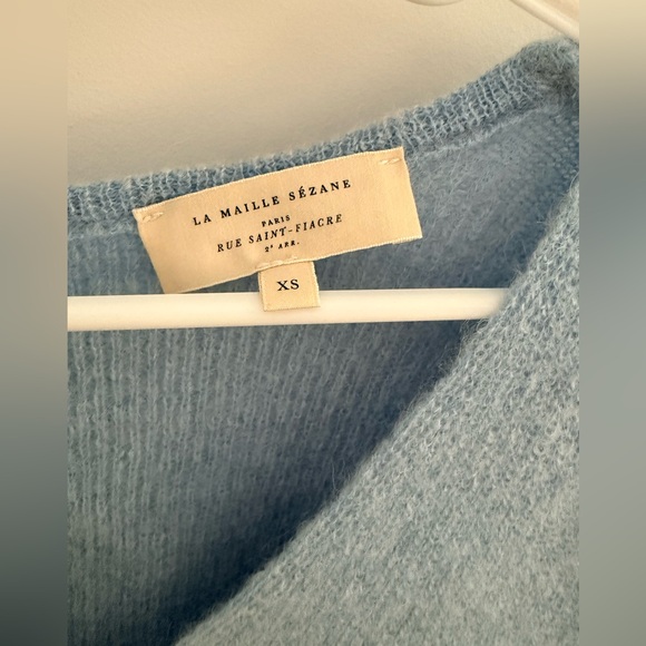 Sezane Barry Cardigan - Light Blue - Ribved V-neck Button Women's Size XS - VGUC - Picture 2 of 6